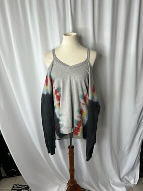 🎨 Michael Lauren Tie-Dye Cold Shoulder Sweatshirt | Size L | Boho Chic